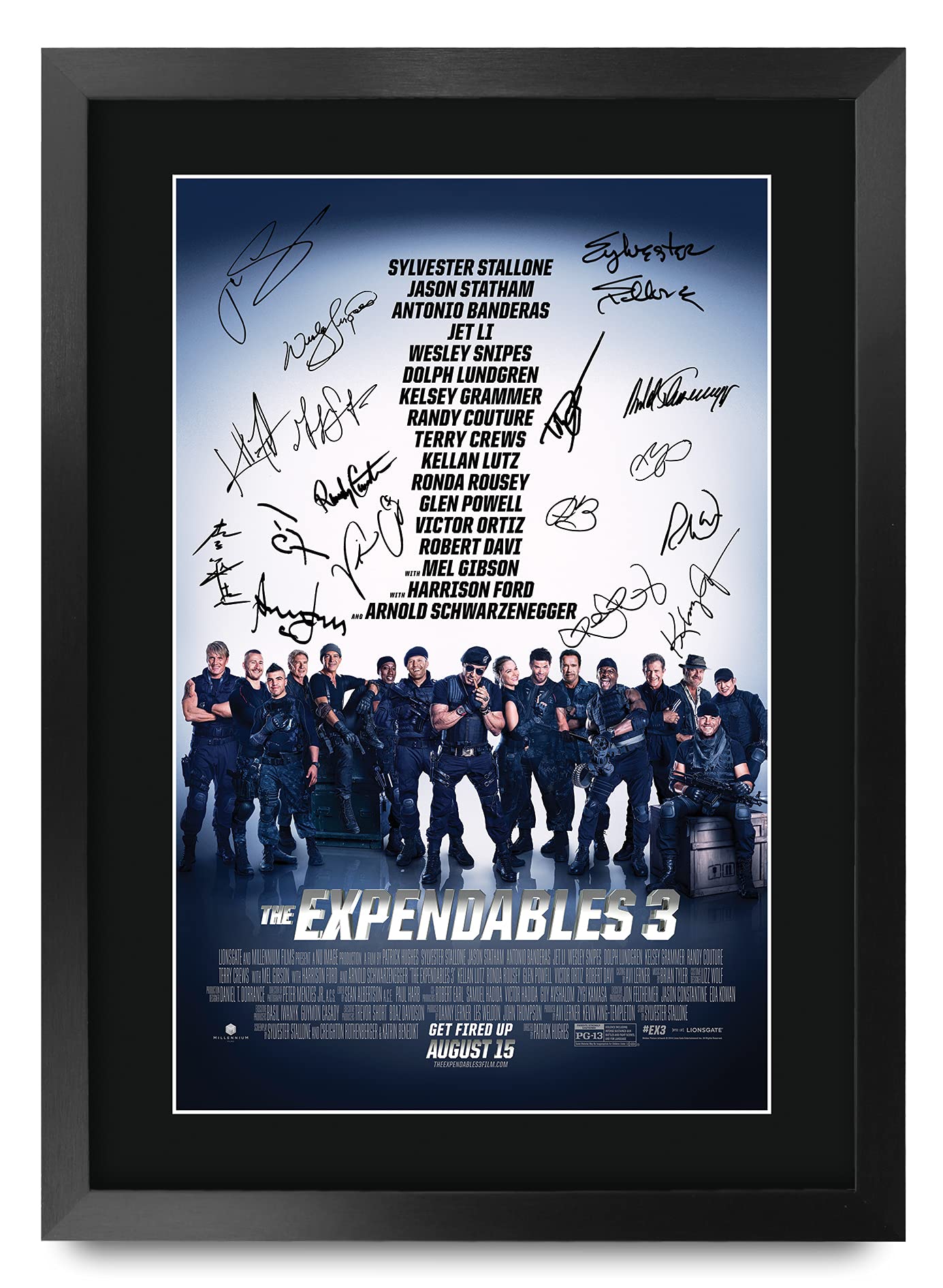 HWC Trading FR A3 The Expendables 3 Sylvester Stallone Gifts Printed Poster Signed Autograph Picture for Movie Memorabilia Fans - A3 Framed