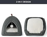 Bedsure Cat Cave Bed Indoor Large Flannel Hooded Igloo 44x44x44cm Dark Grey view 2