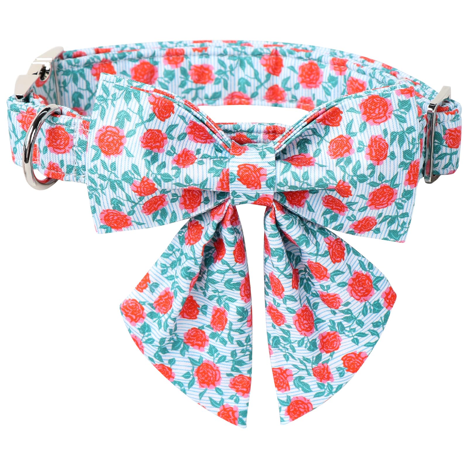 Lionet Paws Design Dogs Collar Cute Flower Sailor Bow Dog Collars for Girl Female Small Medium Dogs with Rose S — image 1
