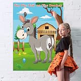 FEPITO Pin the Tail on the Donkey Party Game 24 Tails Kids Birthday Decor view 5
