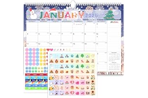 AECCN Calendar 2026, Anti Ink Bleed, Durable Thick Paper, Ample Writing Space, Wall Calendar 2026 with Stickers, 17" x 12" Large Seasonal Calendars for Home, Office, Student and Teacher Supplies- Colorful
