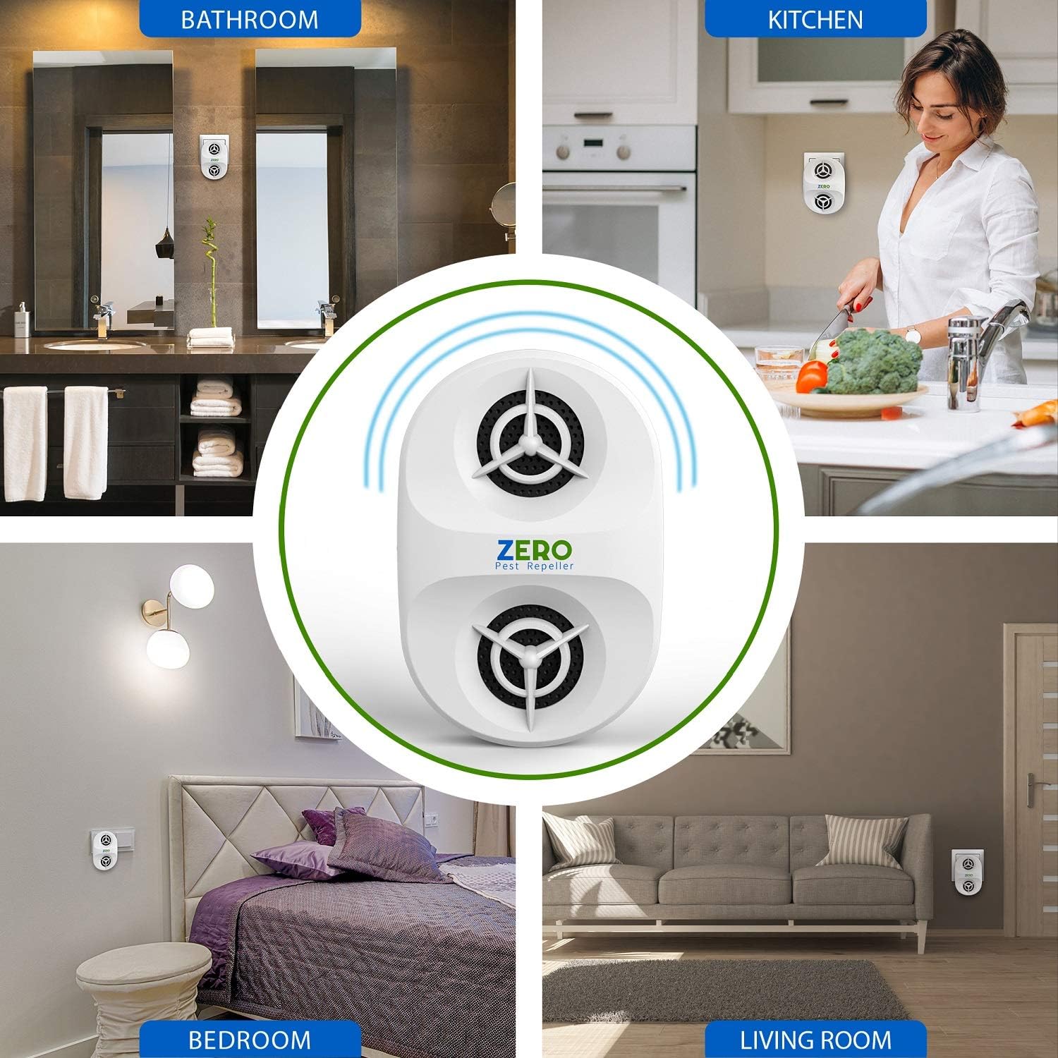 ZEROPEST Ultrasonic Pest Repeller Plug in Electronic Pest Defender Repellent Pest Control Reject Devices for Rat Mosquito Mice Spider Ant Roaches Bugs Flea Insect : Garden & Outdoor