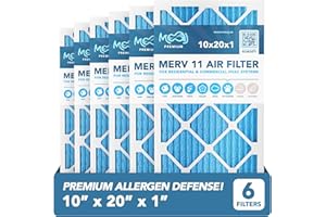 10x20x1 Air Filter (6-PACK) | MERV 11 | MOAJ Premium Allergen Defense | BASED IN USA | Quality Pleated Replacement Air Filters for AC & Furnace Applications | Actual Dimensions: 9.70” x 19.70” x 0.75”