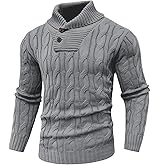 Arcciit Men's Casual Knit Fisherman Sweaters Fall Winter Sweater V-Neck Cable Pullover Warm Knit Sweater for Men