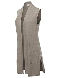 A2Y Open Front Long Sleeveless Draped Side Pockets