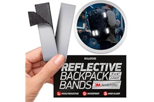 Byllstore Reflective Backpack Bands | 3M Scotchlite Reflectors | Hook-and-Loop Closure | 1x4 & 1.5x5 in | 2-Pack (Silver)