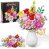 VINTOP Flowers Bouquet Building Set, 765 PCS Pink Roses Flores Set Artificial Plant Floral Botanicals Collection Kit Toy for Girls Women Adults Kids 6+ Home Decor Gift for Valentine's Day Mother's Day