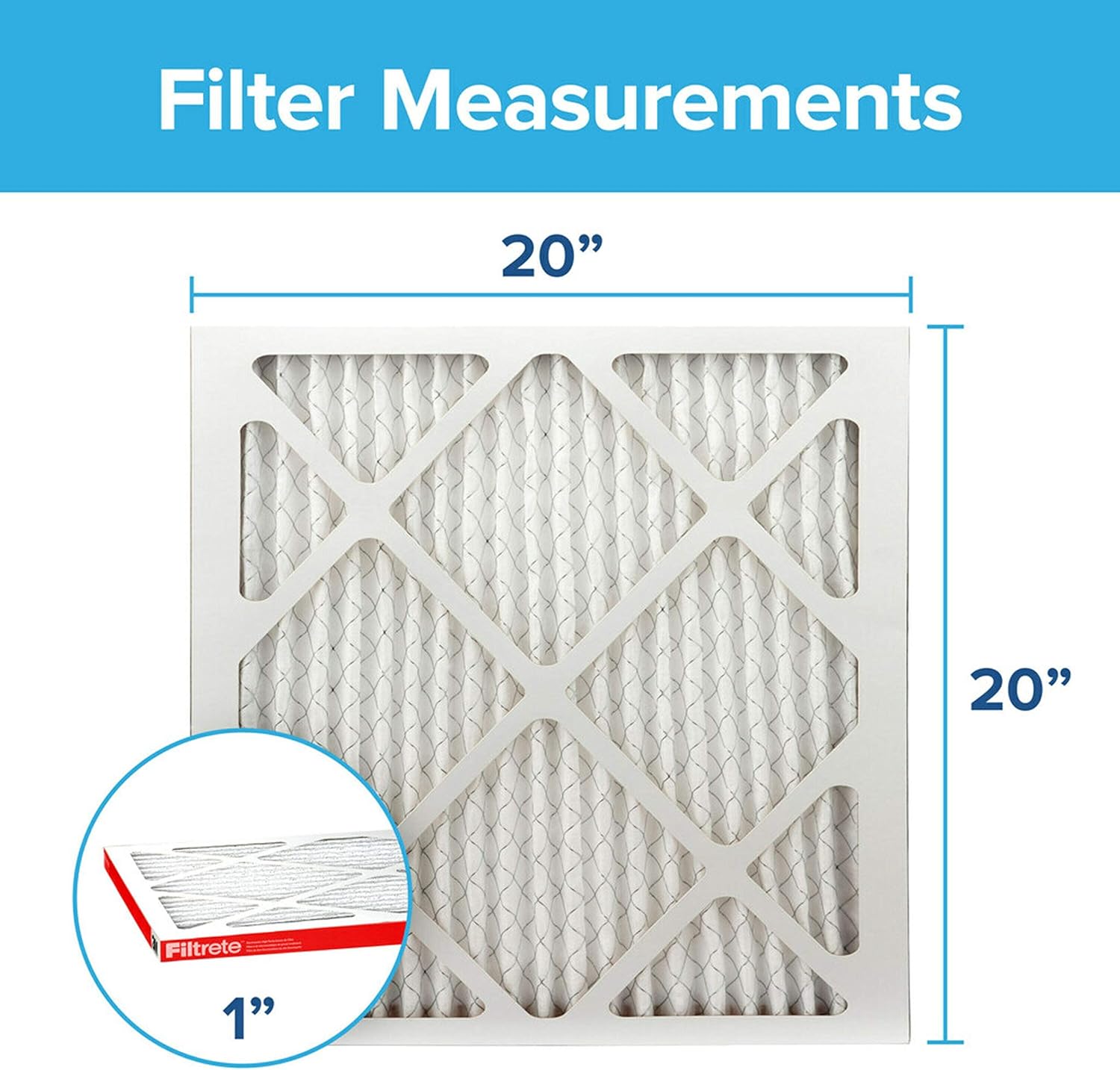 Filtrete 20x20x1, AC Furnace Air Filter, MPR 1000, Micro Allergen Defense, 2-Pack (exact dimensions 19.719 x 19.719 x 0.84) - Replacement Furnace Filters - 