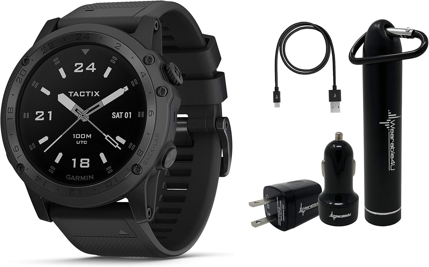 Garmin Tactix Charlie Premium Tactical GPS Watch with TOPO Maps and Wearable4U Ultimate Power Pack Bundle