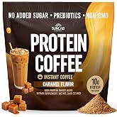 Caramel Protein Coffee Powder (364g) Premium Whey Protein Coffee Powder Mix &amp; Instant Iced Coffees with Prebiotics - Delicious Caramel Flavor - 10g Per Serving, No Added Sugar - NON-GMO, 20 Servings
