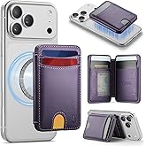 Usroom for Magsafe Wallet Magnetic RFID Blocking Card Holders, PU Leather Strong Magnet Phone Wallet Compatible with Magsafe Phones and Cases for iPhone 17/16/15/14/13/12/ Pro/Max/Plus, Purple