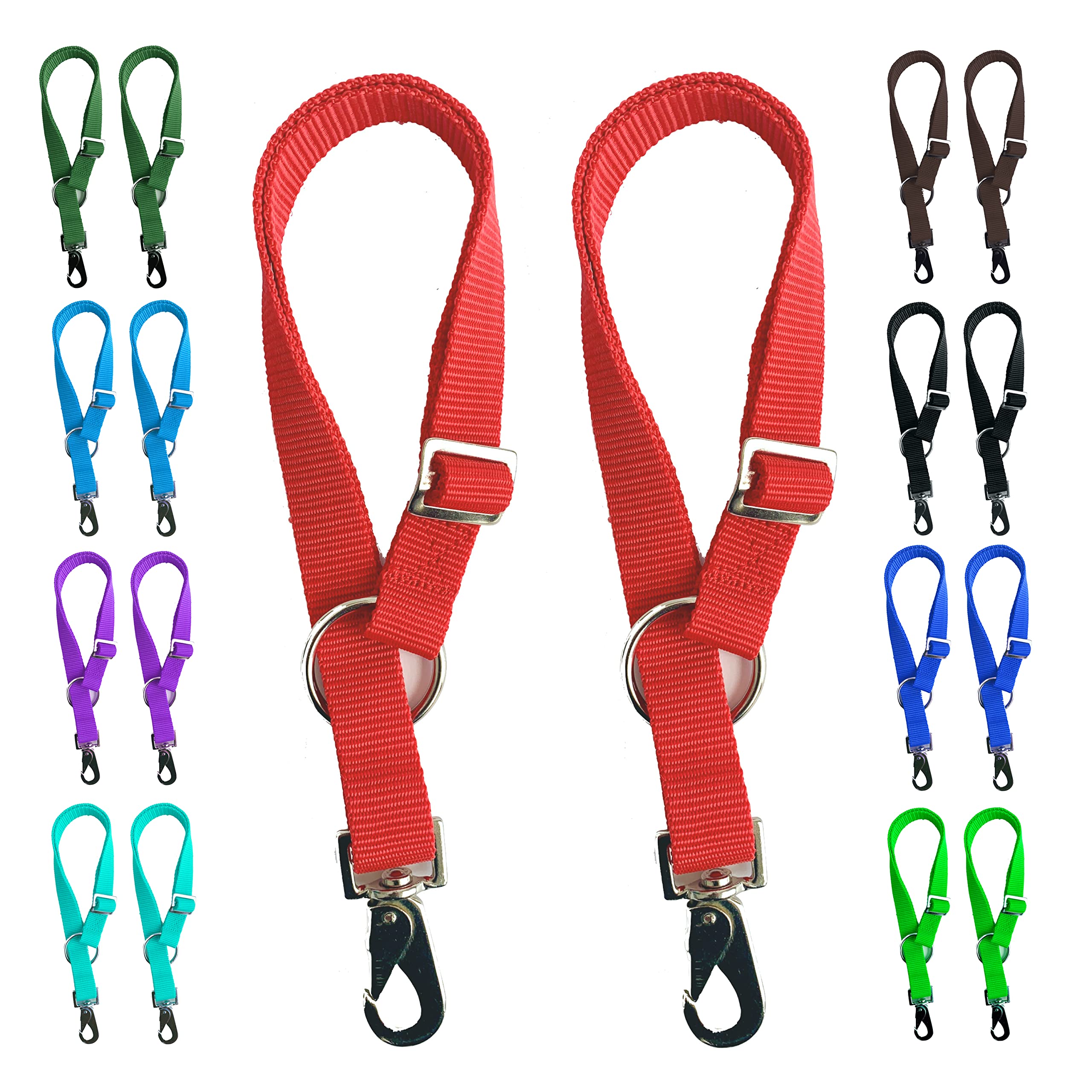Majestic Ally Pack of 2 Horse Water Bucket Strap Hangers - Adjustable 18” to 30” Length – Practical and Easy Design for Indoor or Outdoor Use (Red) — image 1