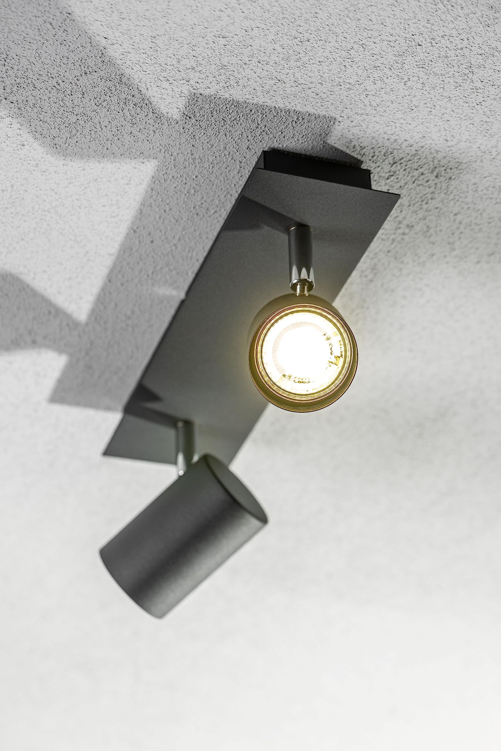 CGC Lighting Indoor Ceiling Wall Spots LED GU10 Spotlight Light Adjustable Heads (Black, Double)