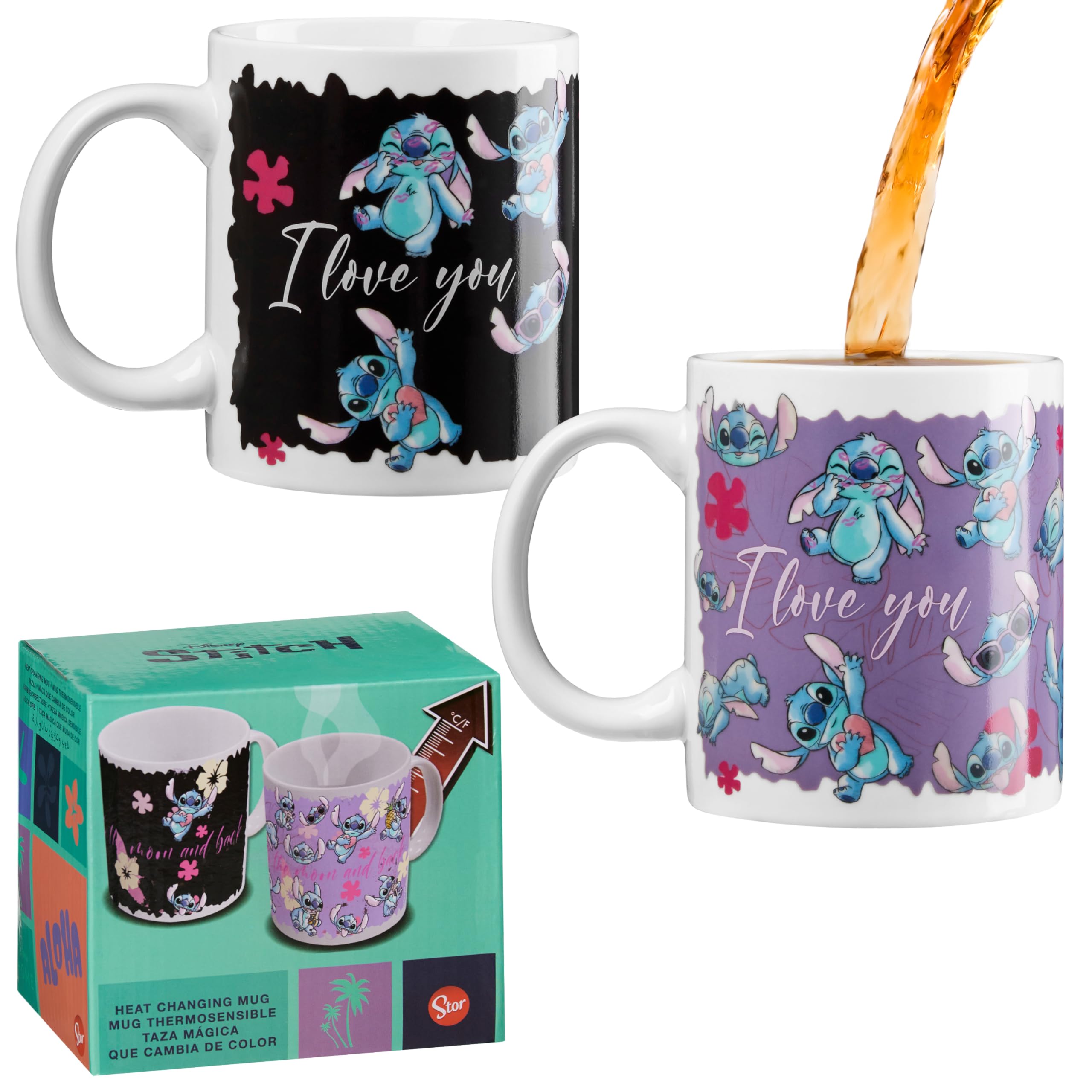 Disney Stitch Coffee Mug Women Teenagers Girls 312ml Ceramic Heat Colour Changing Mug Gift Set - Stitch Gifts for Her