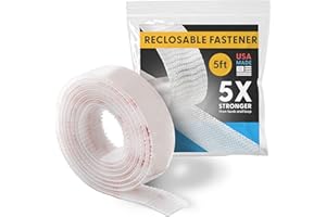 REBUILD SKILLS Industrial Strength 1" x 5ft Clear Scotch Self Mating Reclosable Fasteners, Stick-On Adhesive, No Tools Needed, Home Decor, Classroom, Office, Cars, Indoor-Outdoor Waterproof Compatible with SJ3560
