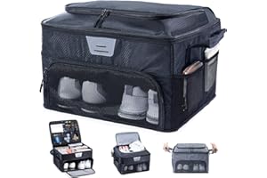 VIGEGARI Upgraded Trunk Organizer - Separate Compartment for 2 Pair Shoes, Car Locker Organizer for Golf Balls, Gloves, Accessories