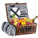 HYBDAMAI Picnic Basket for 4 with Waterproof Picnic