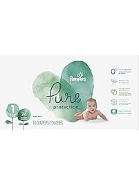 Pampers Pure Disposable Baby Diapers, Hypoallergenic and Fragrance Free Protection, Size 1 (8-14 lb), 74 Count, Super