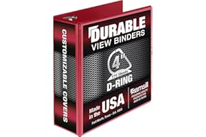 Samsill Durable 4 Inch Binder, Made in The USA, Locking D Ring Binder, Customizable Clear View Cover, Red, Single, Holds 775 