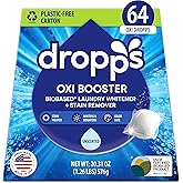 Dropps Oxi Booster Pods, Unscented (64 Pods) - Chlorine-Free Bleach Alternative Biobased Laundry Whitener & Stain Remover for Extra Tough Stains - Fragrance-Free & Hypoallergenic for Sensitive Skin