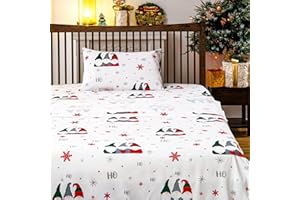 BYSURE Twin Sheets Set Kids(Christmas Dwarf, Red), 3 Pieces Easy Fit Deep Pocket Sheets Set, Breathable Wrinkle-Free Microfiber Bedding for Children