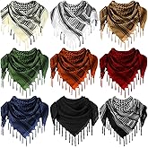 Mumufy 9 Pcs Shemagh Scarf Men Military Shemagh with Tassel Arab Cotton Tactical Scarf Head Neck Wrap Shawl for Women (Classic Colors)