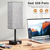 Aooshine Bedside Lamps Set of 2 with USB Ports Grey Shade 3-Color Modes view 5