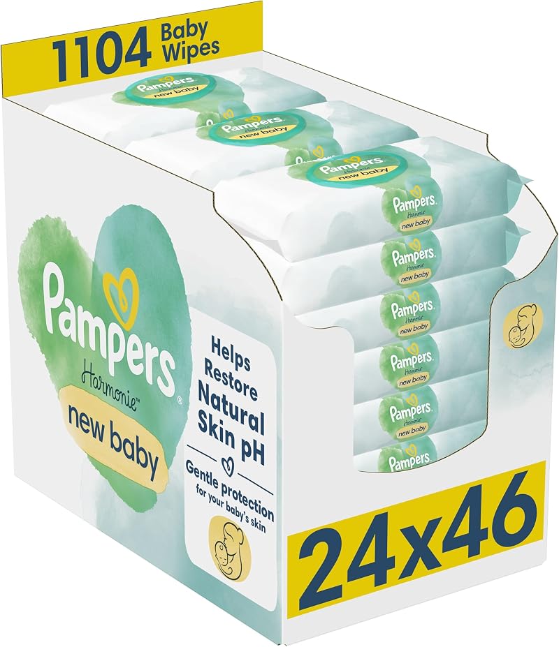 Pampers Harmonie New Baby Wipes Plastic Free 24 Packs of 46 Wipes 1104