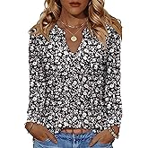 LUYAA Womens Long Sleeve Tops V Neck Dressy Casual Blouses Loose Fit Tunic Tops Fashion Fall Clothes 2025 S-3XL