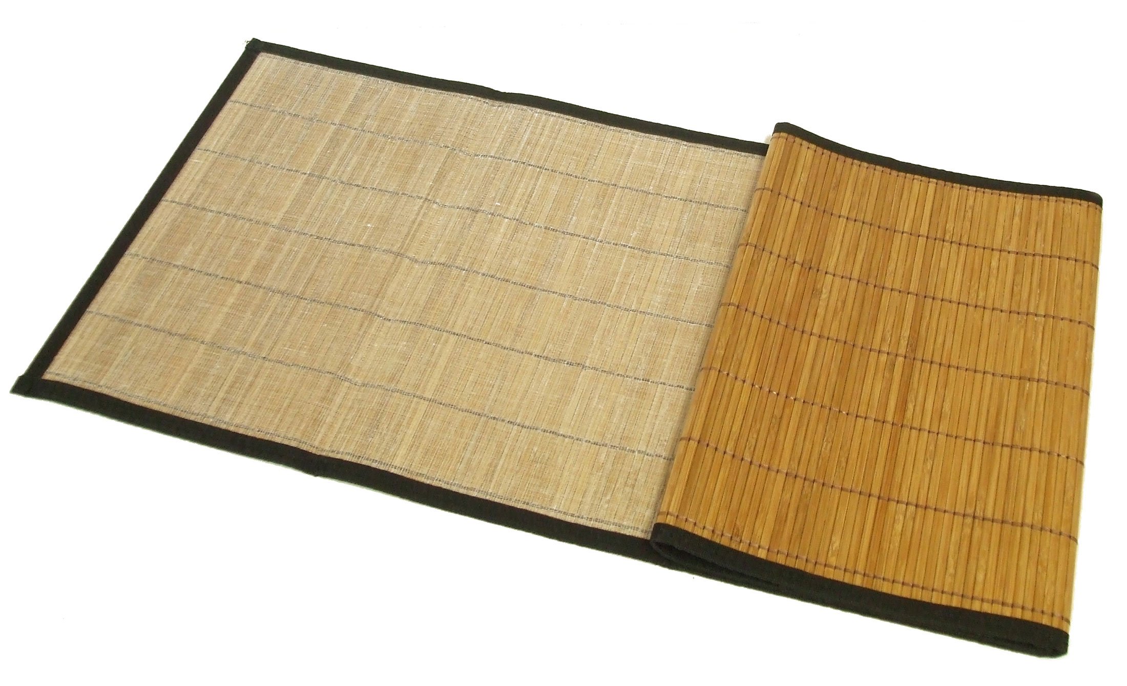 Seta Direct, Brown Bamboo Slat Table Runner With Black Color Border (13"x48") LAVORIST