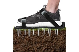 Wjiang Lawn Aerator Shoes Heavy Duty Spiked with Lengthened Adjustable Straps, Loose Soil Spike Shoes for Grass, Lawn Aerating Sandals, Gunite Spiked Shoes for Yard Patio Lawn Garden