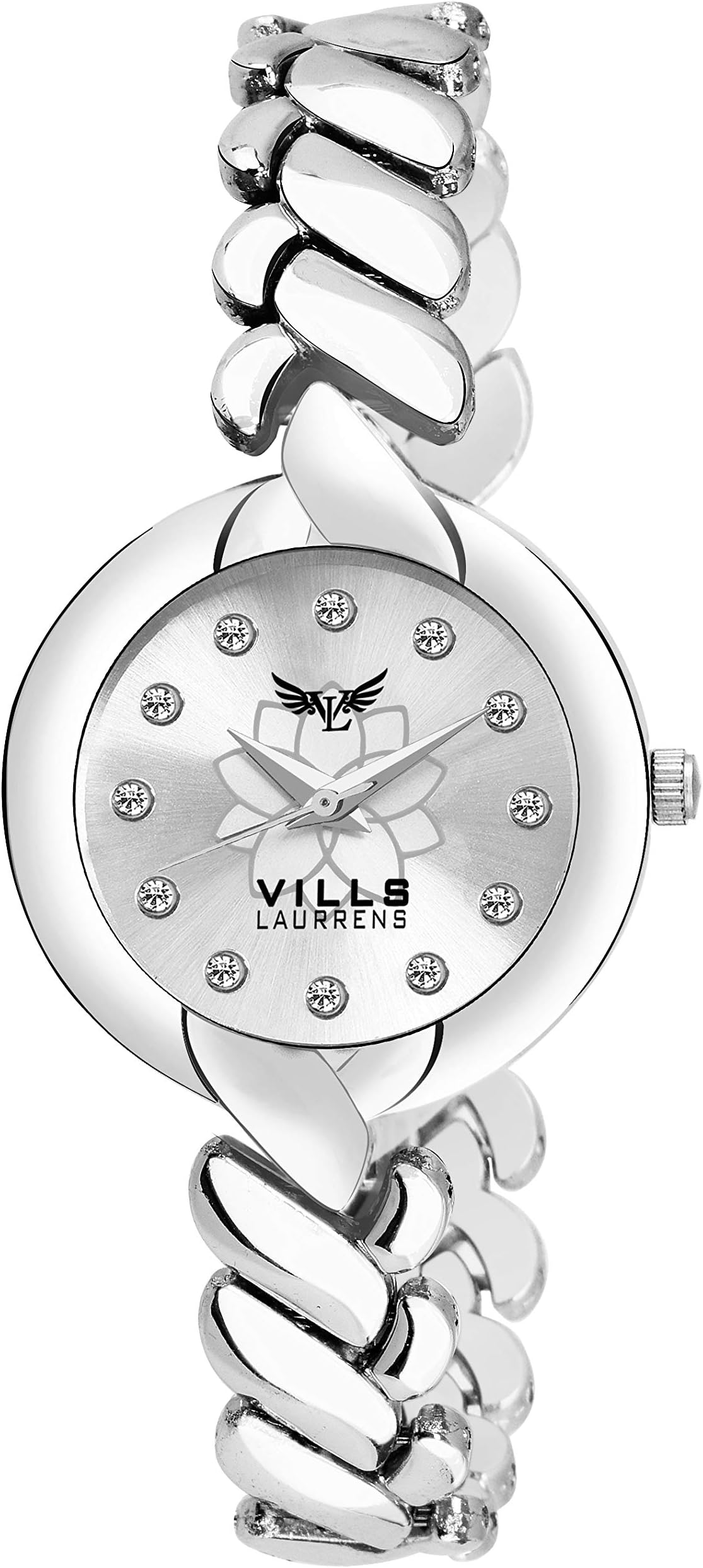 VILLS LAURRENSVL-7133 Beautiful White Dial Stainless Steel Watch for Women and Girls