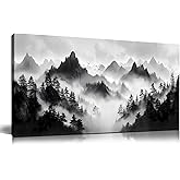 WDHCG Black and White Forest Wall Art for Living Room - Natural Landscape Canvas Wall Art for Office - Bedroom Signs Wall Decor Above Bed Size 20" x 40"
