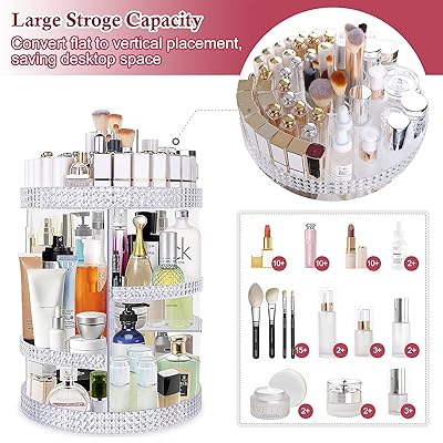 Buy Famitree Rotating Makeup Organizer Acrylic Clear Perfume Organizer 7 Adjustable Layers Large Capacity Cosmetic Carousel Fits Different Cosmetics For Vanity And Bathroom Plus Size Clear Online In Turkey B07tck6p32