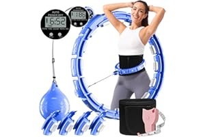 Cozylady Smart Weighted Workout Hoop for Adult Weight Loss,Waist Fitness Circle with Ball, Silent Hoop with 20 Adjustable Links,Exercise Belt & Measuring Ruler-Abs Exercise Equipment for Home