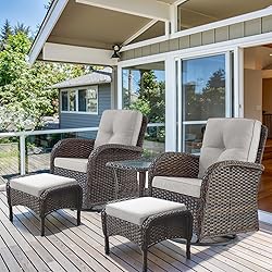 HUMMUH 5 Pieces Wicker Patio Furniture Set,Outdoor