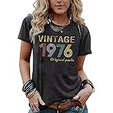50th Birthday Gift for Women Vintage 1976 Shirts for Her Letter Print Retro BD Tops Casual Short Sleeve Tee