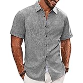 PJ Jones Mens Casual Shirts Short Sleeve Button Down Shirt Lightweight Summer Shirts