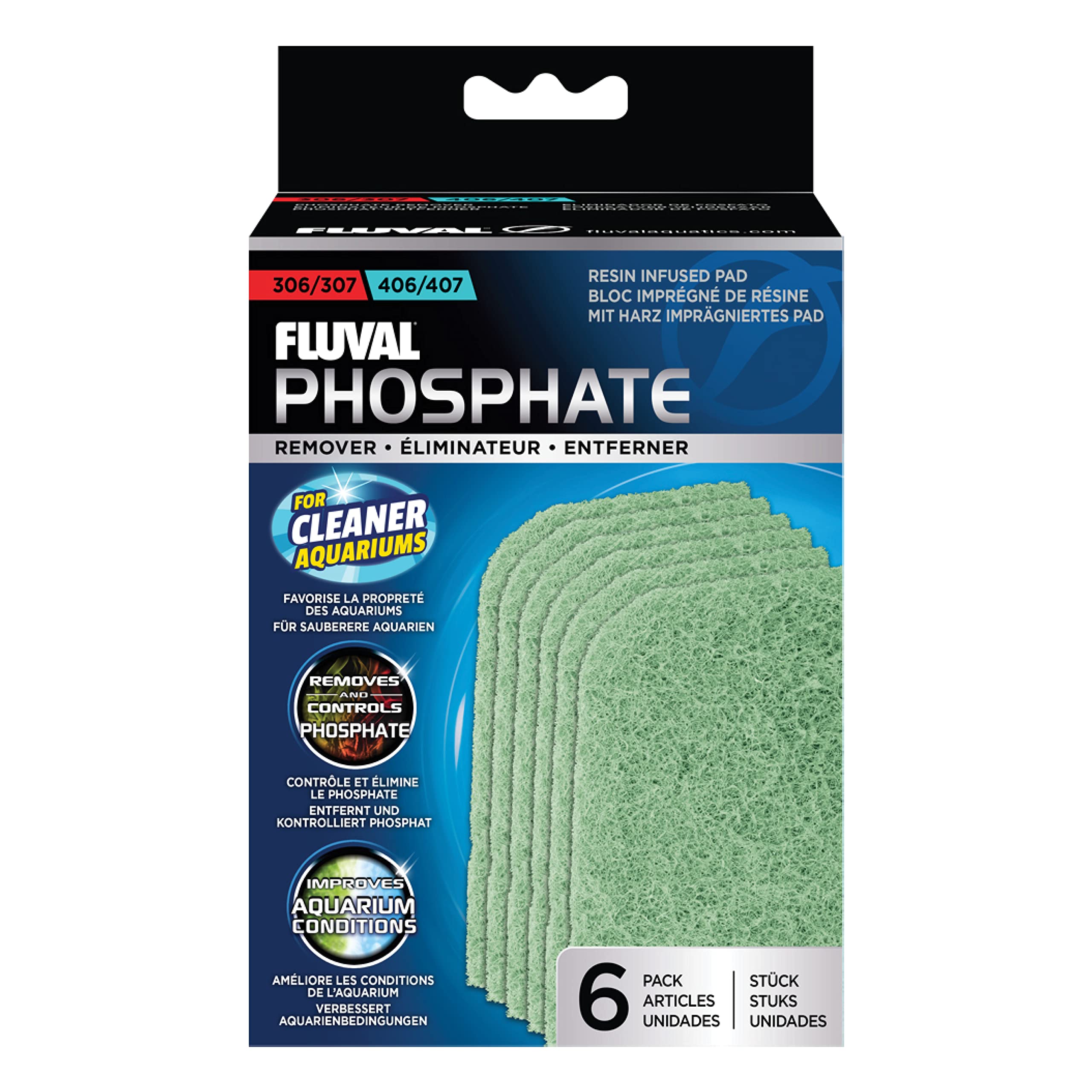 Photo 1 of Fluval 307/407 Phosphate Remover Pad, Replacement Aquarium Canister Filter Media, 6-Pack, for All Breed Sizes