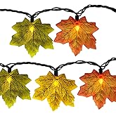 GOOTHY Fall Decor Multicolored Maple Leaf String Lights, 13.6Ft LED Thanksgiving Decorations Lights Plug in with 35 Maple Leaves Light for Indoor Outdoor Halloween Fall Party Home Garland