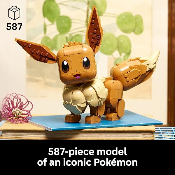 LEGO POKÉMON EEVEE – COLLECTIBLE BUILDING SET FOR ADULTS, AGES 18+ – POSABLE POKÉMON FIGURE FOR DISPLAY – DESK, BOOKSHELF OR HOME OFFICE DECOR – GIFT FOR MEN & WOMEN – 72151