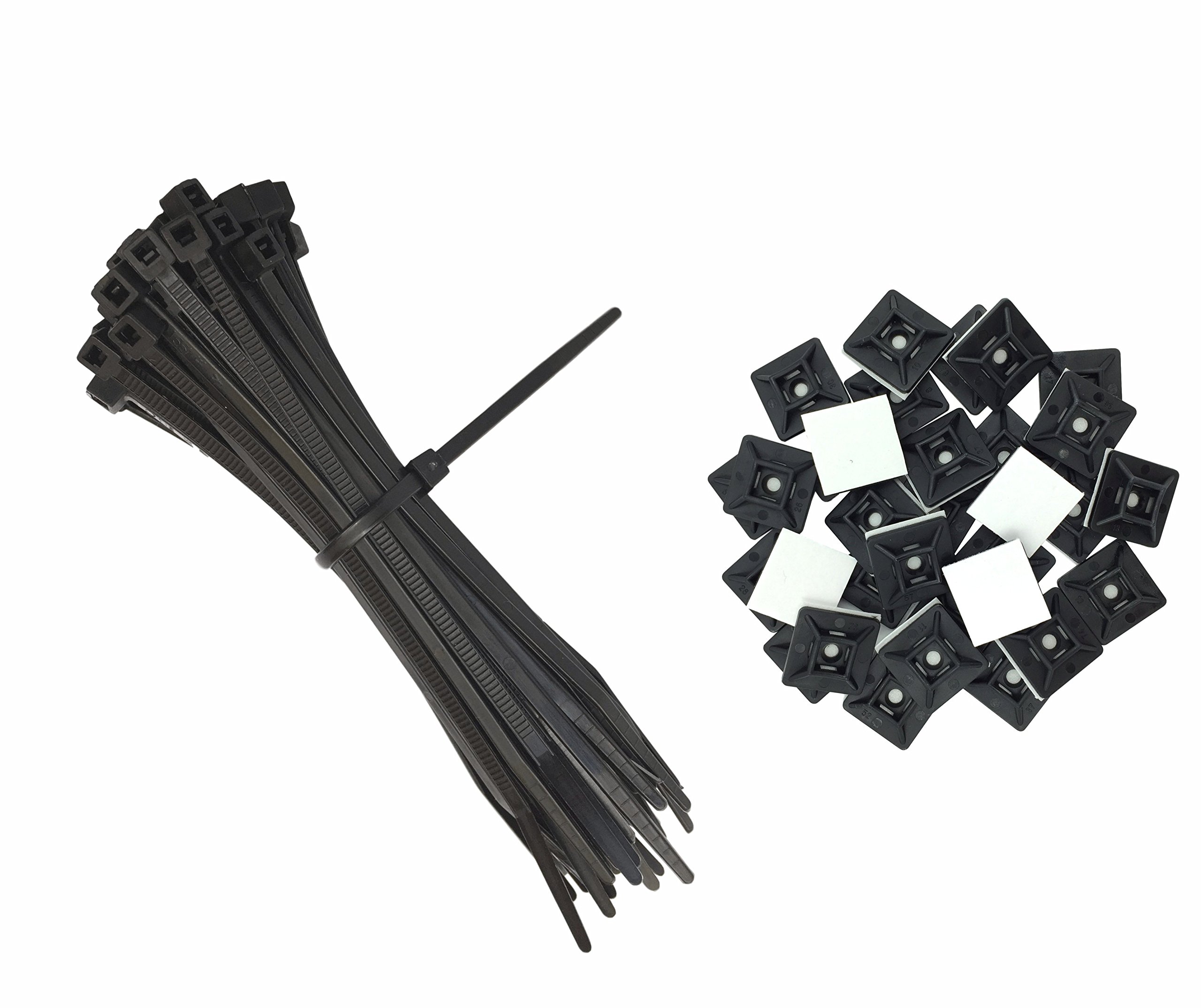 intervisio Zip Ties Wrap Nylon Cord 200mm x 2.5 mm, 100 Pieces + Cable