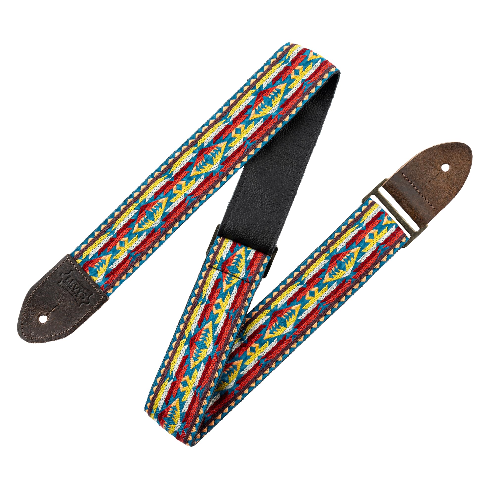 Levy's Leathers 2" Vintage Hootenanny Jacquard Weave Guitar Strap with Garment Leather Backing (M8HTV-22)