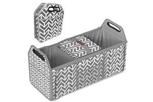 ORIONSTAR Trunk Organizer, Foldable Car Storage Bag Portable Insulation Cooler Bag Collapsible Vehicle Organizer Divider Storage Totes with 3 Compartment Cargo Tote for Groceries Caddy SUV, Gray