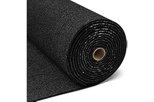FunStick 24"x160" Large Black Carpet Roll with Padding Attached for Bedroom Living Room Outdoor Washable Rug Tiles Non Slip S