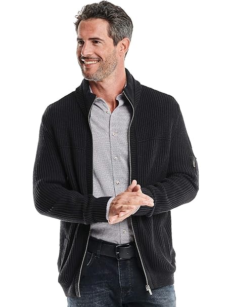 engbers Herren Strickjacke, 26222, Schwarz