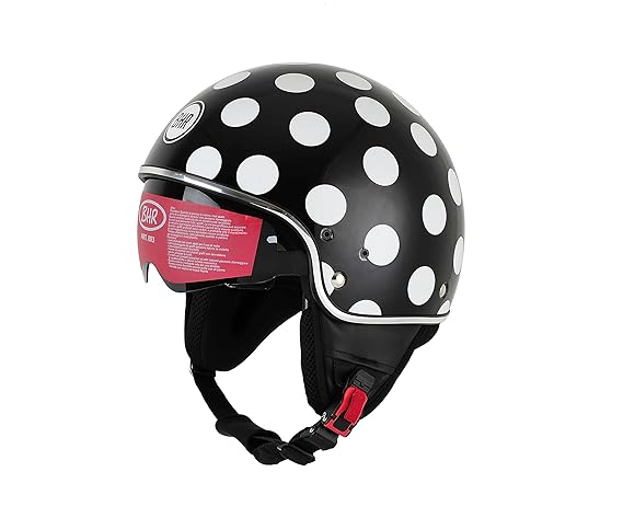 BHR Motorrad Helm 802 Demi-Typ mit Visier Versenkbare,Pois,M