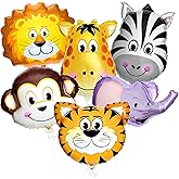 KatchOn, Safari Jungle Animal Balloons - Pack of 6, Safari Animal Balloons | Zoo Birthday Party Decorations | Jungle Theme Birthday Party Decorations