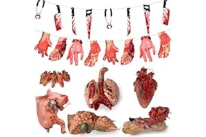 LANSIAN Halloween Blood Props Fake Scary Severed Hand Broken Body Parts for Haunted House Halloween Vampire Zombie Party Decorations Supplies (6pcs Body Parts)