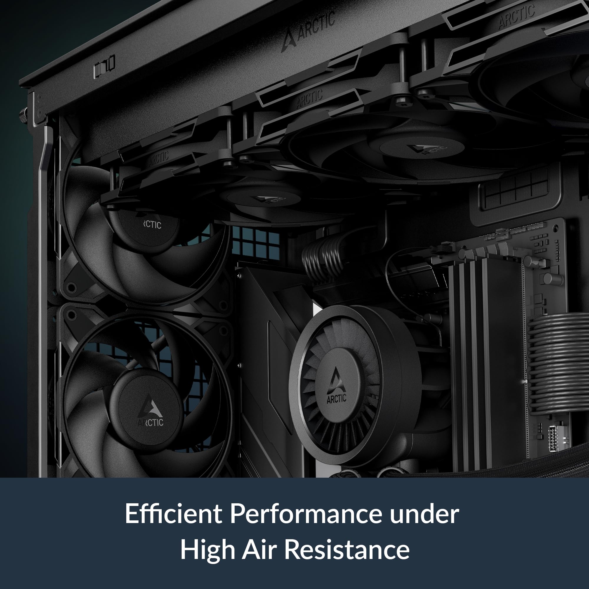 ARCTIC P12 Pro PST - 5 Pack - Powerful Premium Fan, 120 mm PWM Fan with Y-Cable Splitter, 600-3000 RPM, 0 RPM 5% PWM, Fluid Dynamic Bearing, 4-Pin - Black